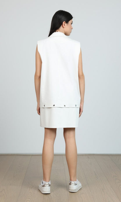 Βαμβακερό Γιλέκο με Κούμπωμα Λευκό, ADALE 