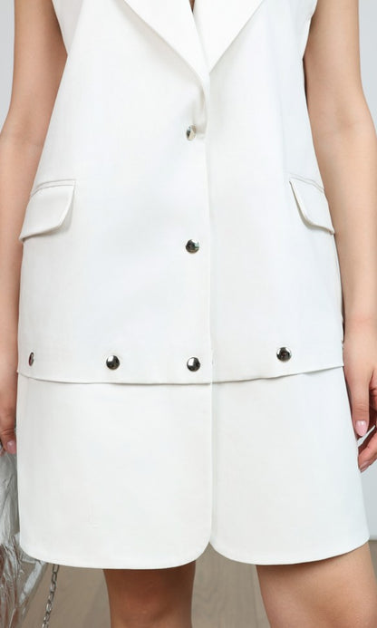 Βαμβακερό Γιλέκο με Κούμπωμα Λευκό, ADALE 
