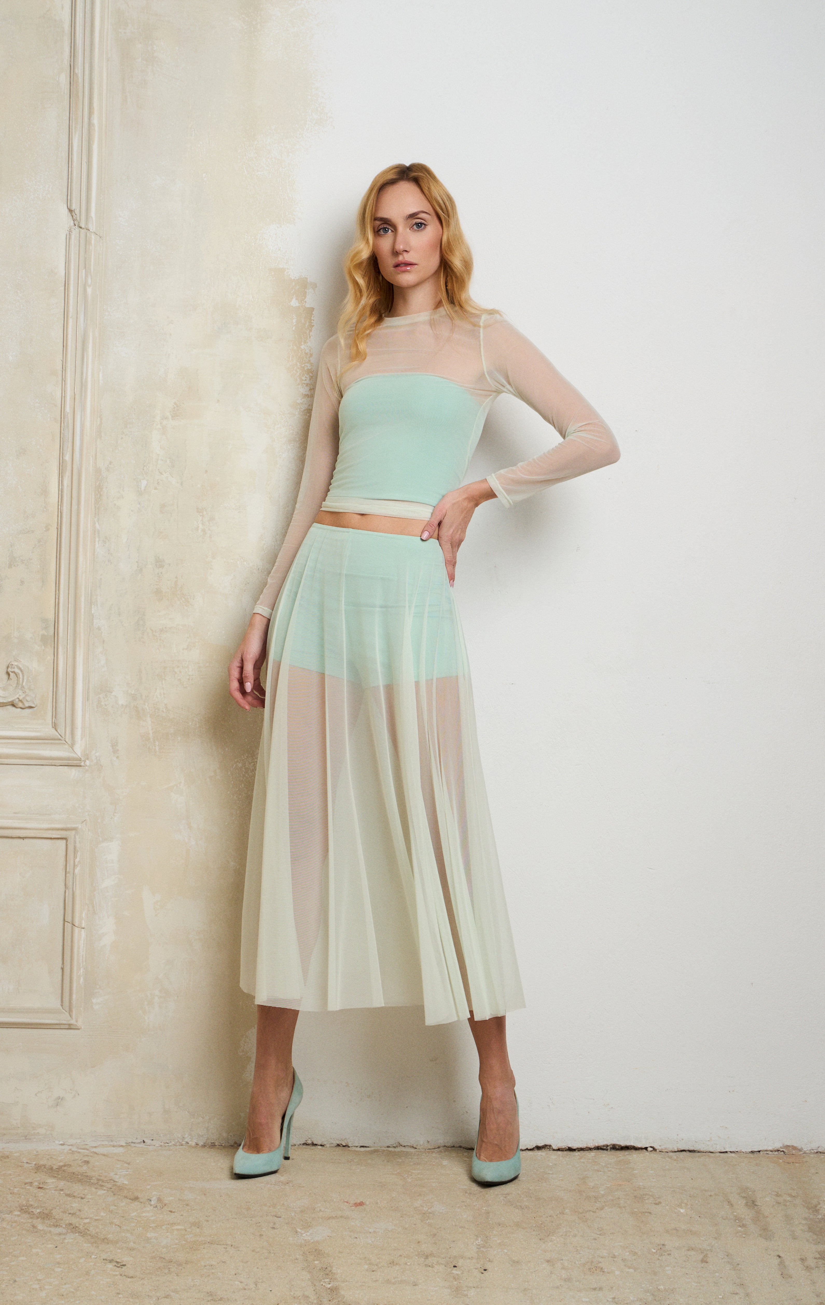 Alex Mesh Skirt - Mint