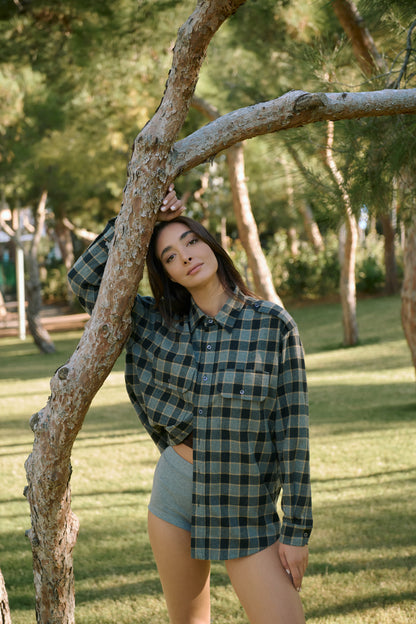 Black Big Plaid Elena Organic Cotton Shirt