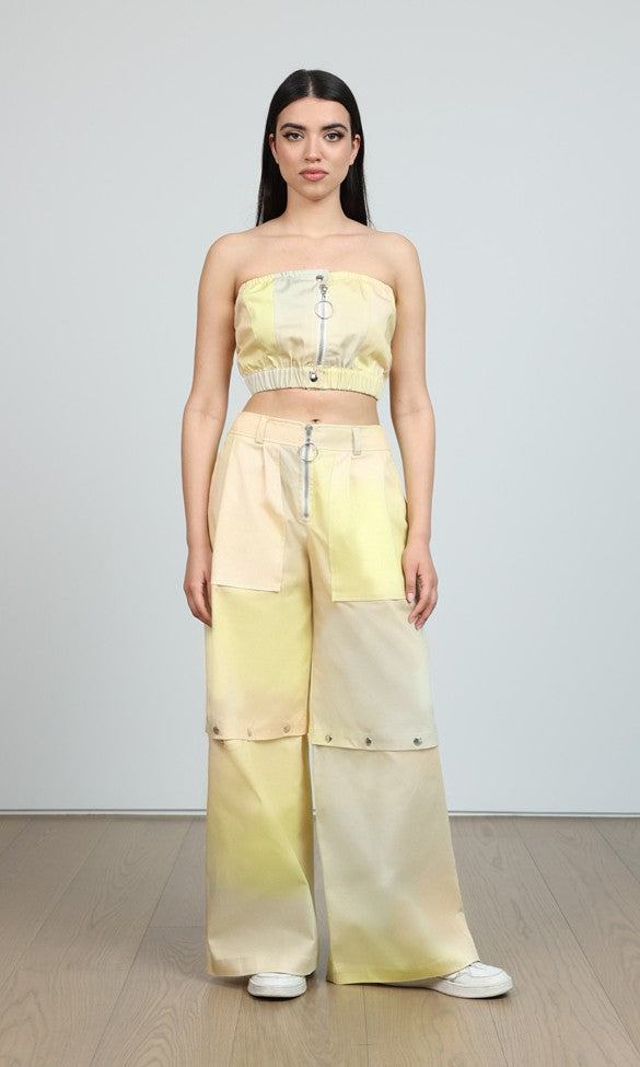 Cotton Pants or Shorts with Snaps, Yellow ADALE
