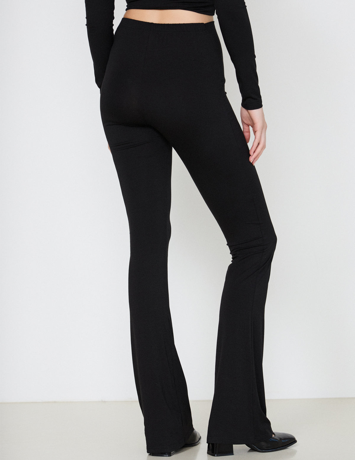 Black Margaret Jersey Pants with Metal Detail