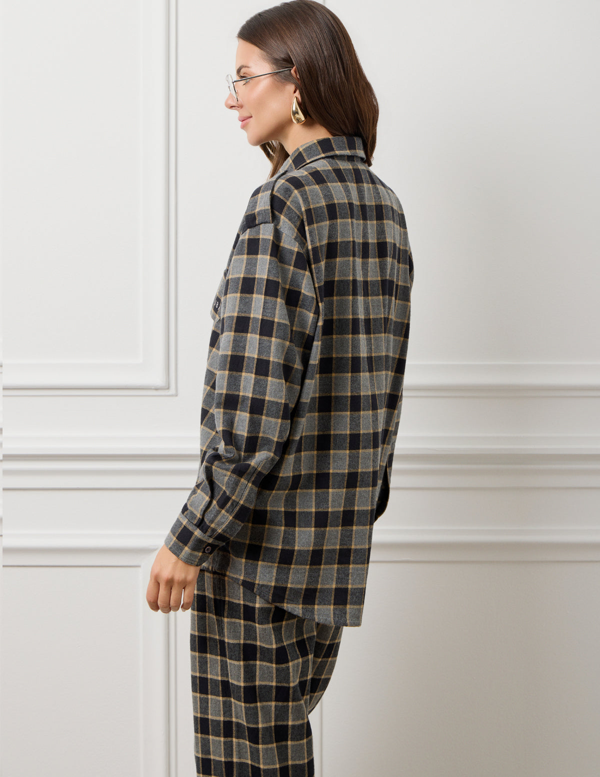 Dark Grey Large Check Elena Checked Shirt