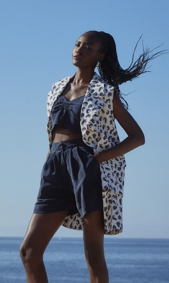 Σορτς Cupro Μπλε Σκούρο, EMMA