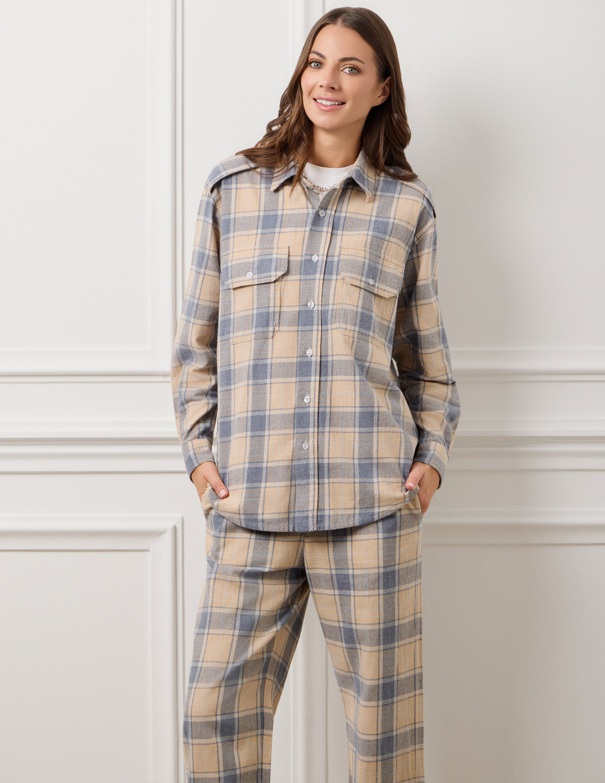 Blue Large Check Elena Checked Shirt