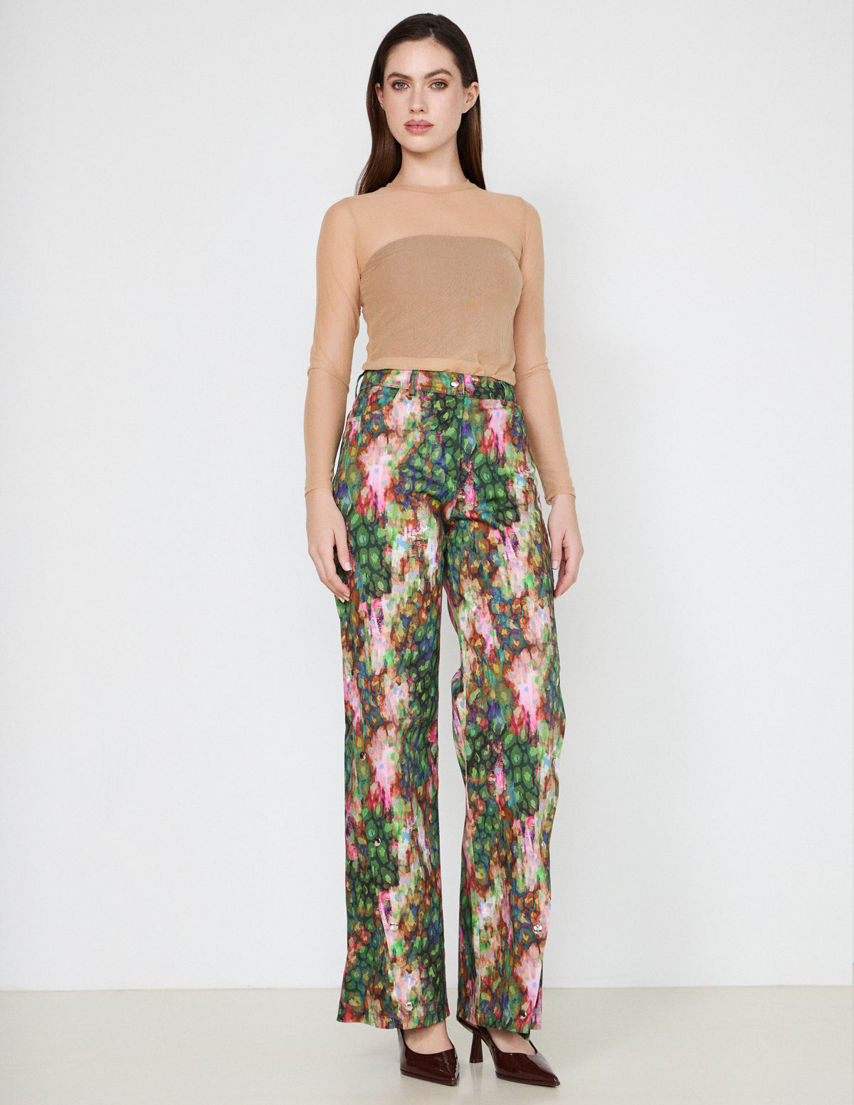 Leopard Luna Cotton Pants with Snaps