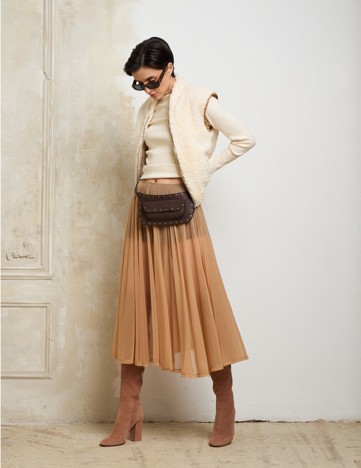Beige Stella Zip Vest