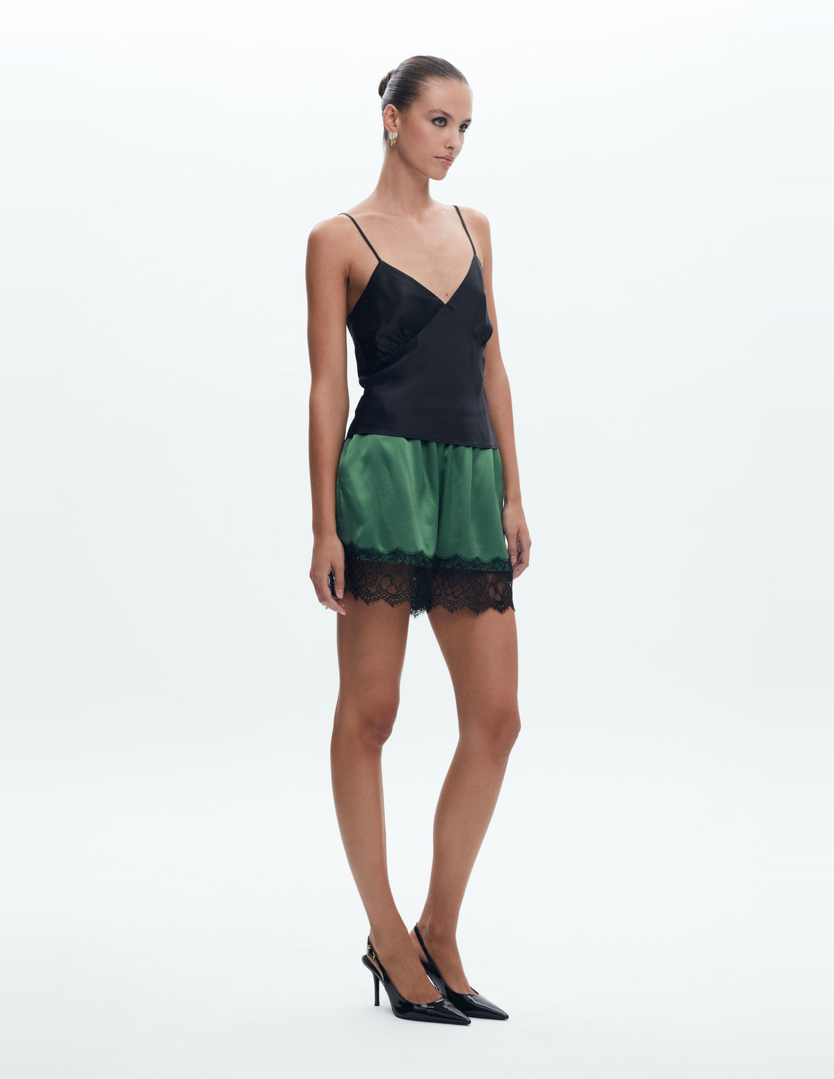 Siena Silk Shorts with Lace Light Green – LIUBA FW26, photo 63467