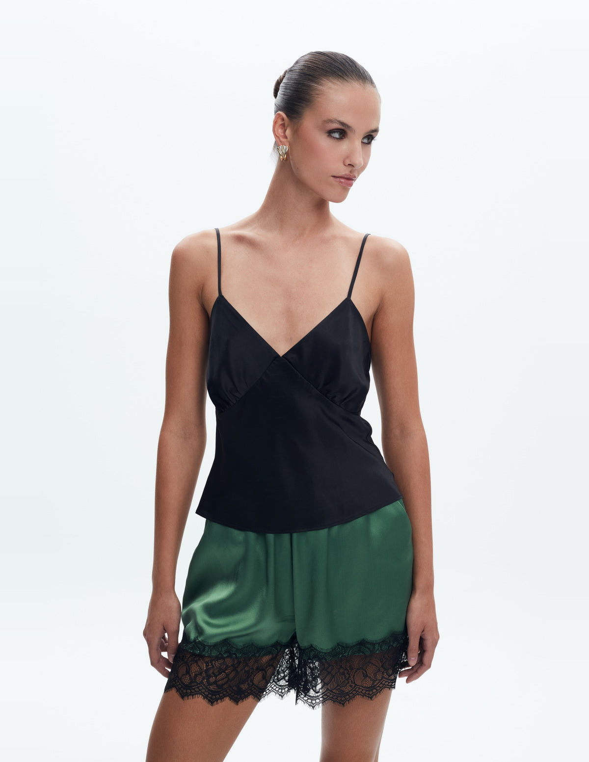 Siena Silk Shorts with Lace Light Green – LIUBA FW26, photo 63500