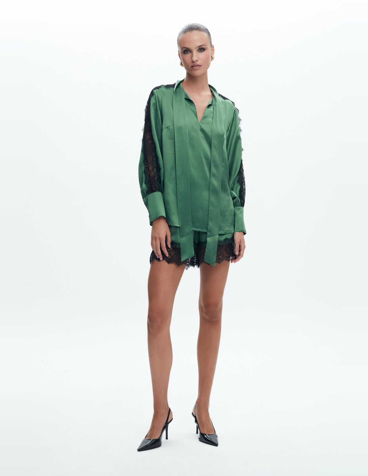 Sienna Silk Shirt with Lace Light Green – LIUBA FW26, photo 63512