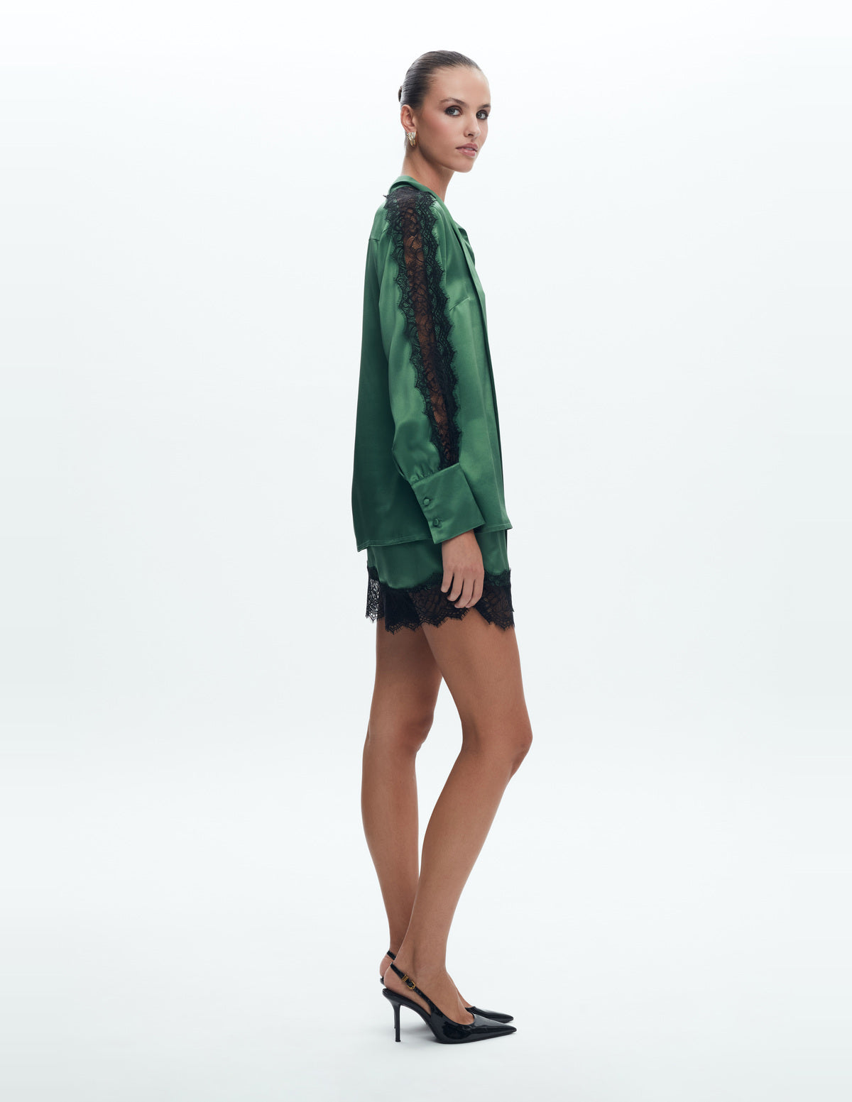Siena Silk Shorts with Lace Light Green – LIUBA FW26, photo 63532
