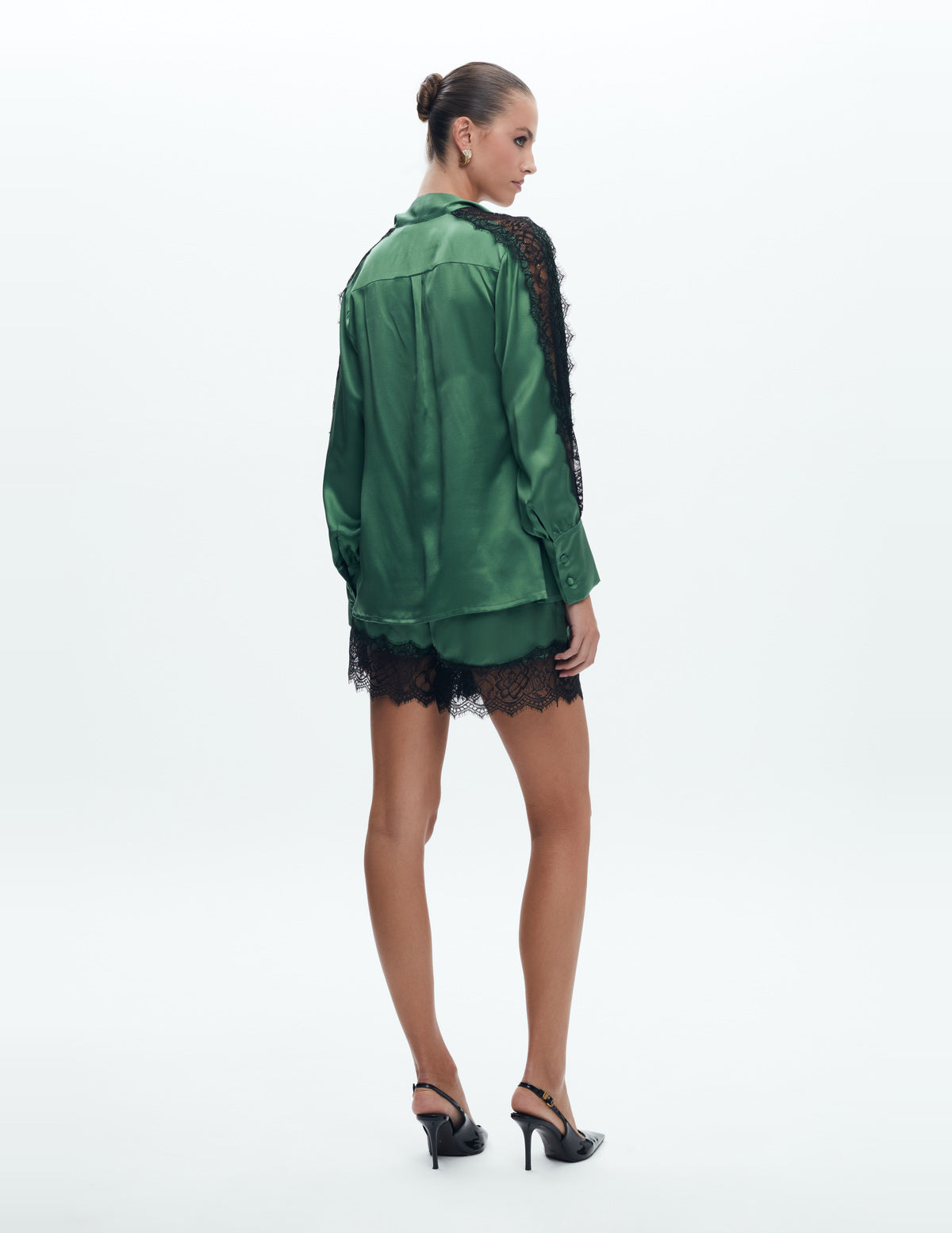 Sienna Silk Shirt with Lace Light Green – LIUBA FW26, photo 63538