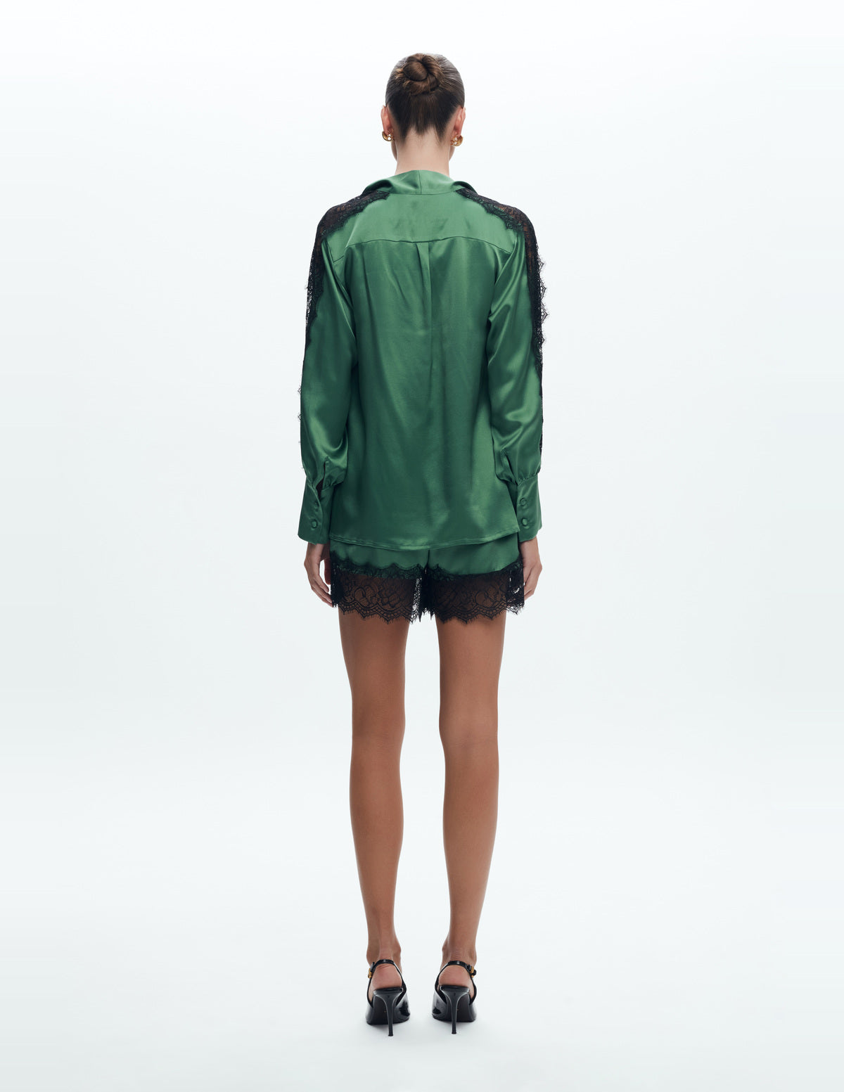 Siena Silk Shorts with Lace Light Green – LIUBA FW26, photo 63543