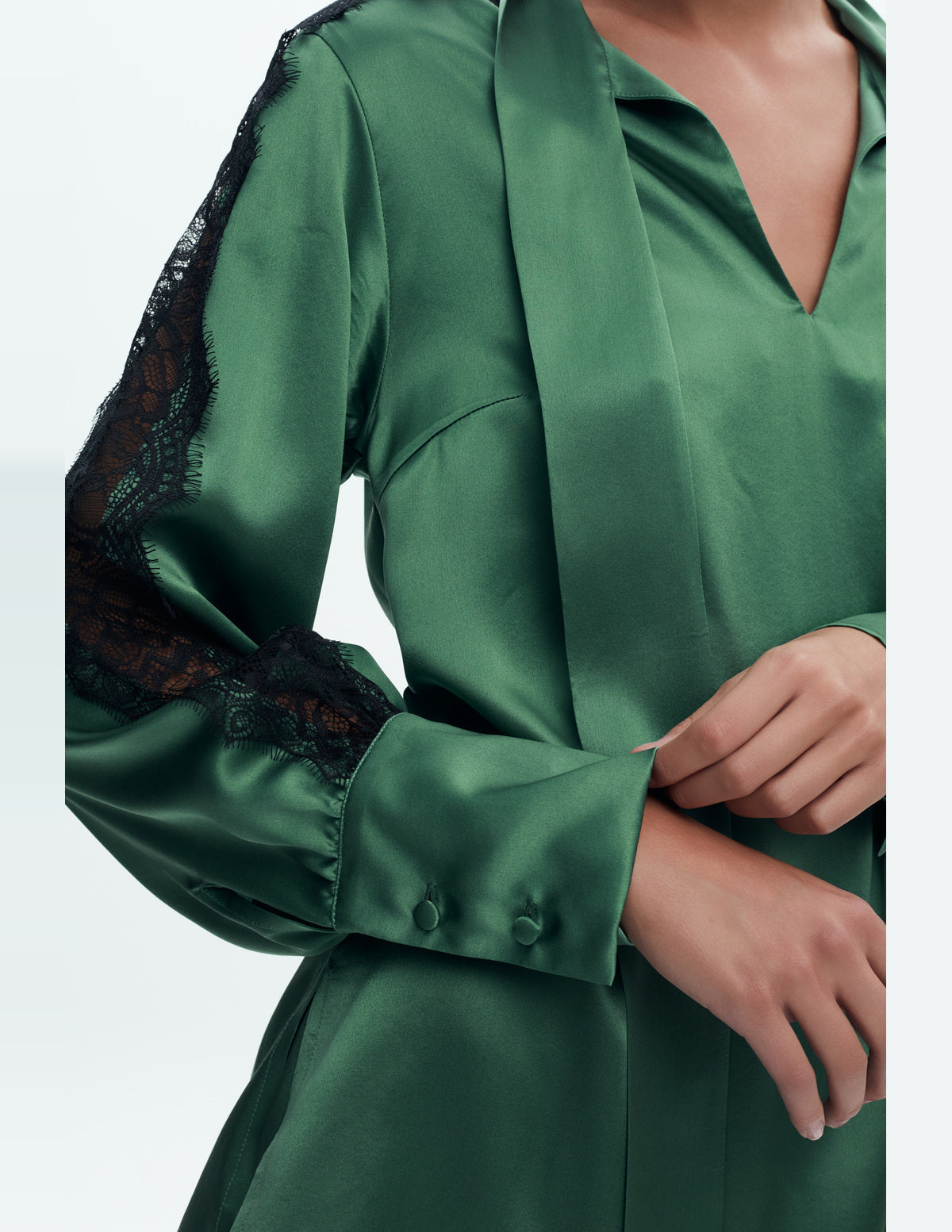 Sienna Silk Shirt with Lace Light Green – LIUBA FW26, photo 63567