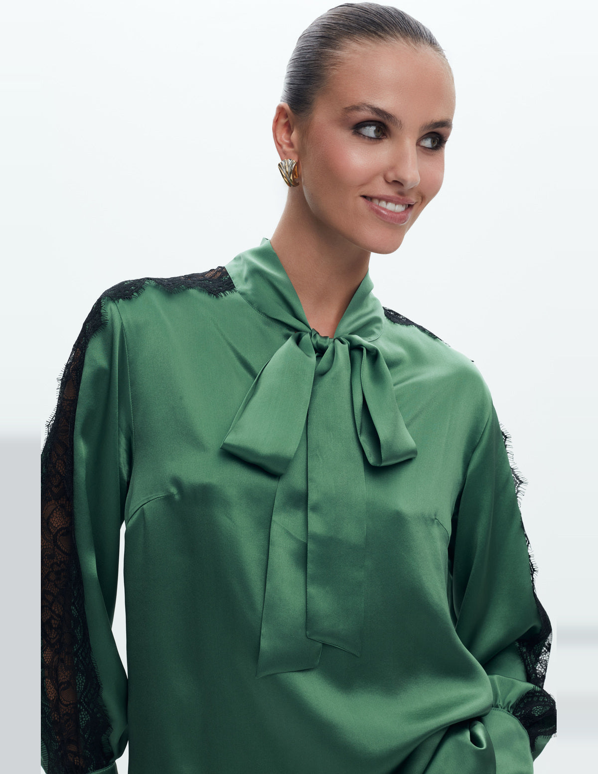 Sienna Silk Shirt with Lace Light Green – LIUBA FW26, photo 63577