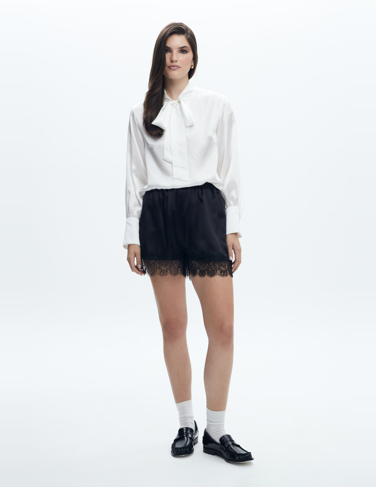 Siena Silk Shorts with Lace Black – LIUBA FW26, photo 63619