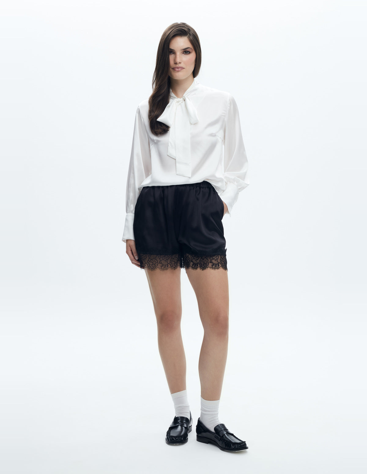 Siena Silk Shorts with Lace Black – LIUBA FW26, photo 63633