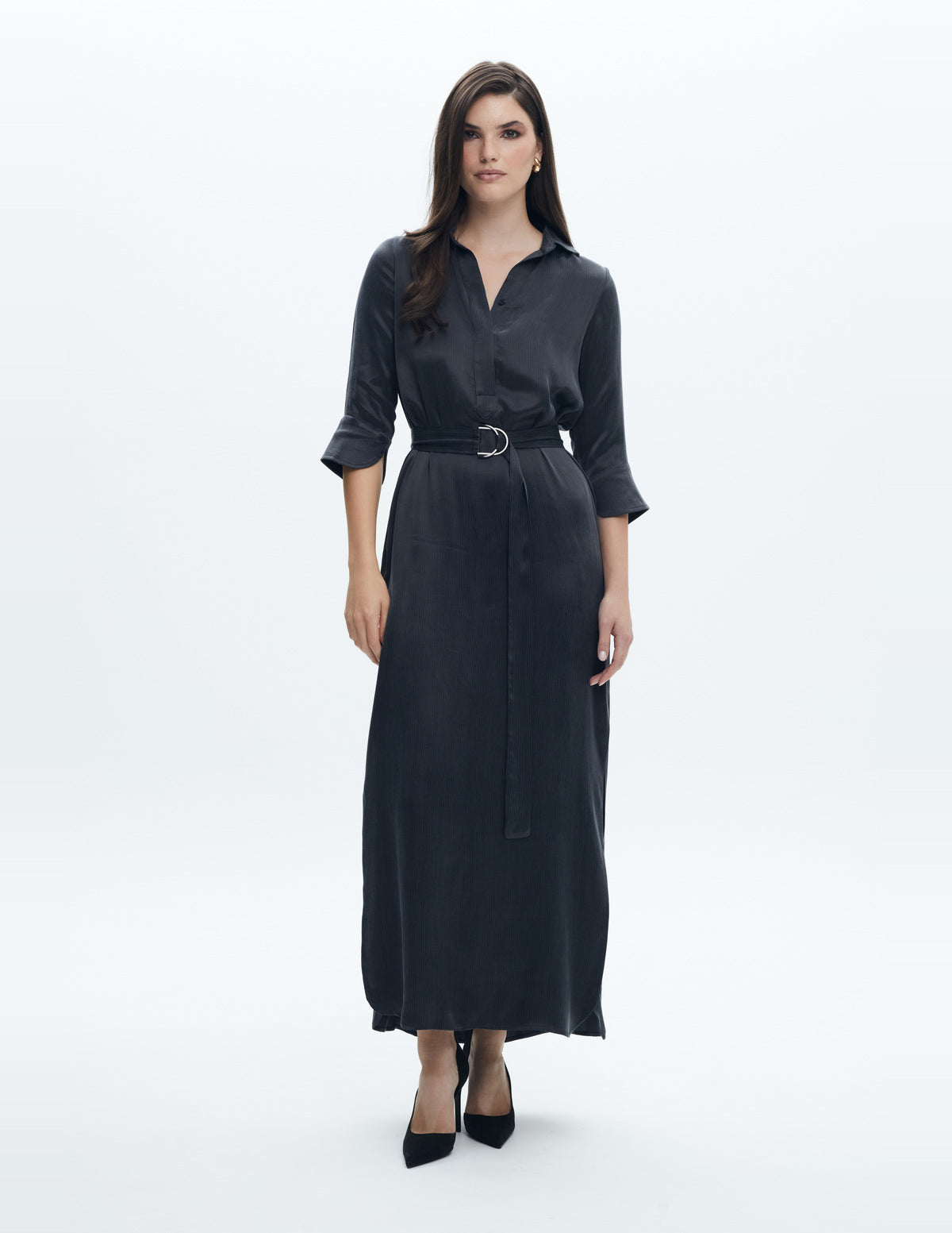 Camille Shirt Maxi Dress Dark Grey Cupro – LIUBA FW26, photo 63787
