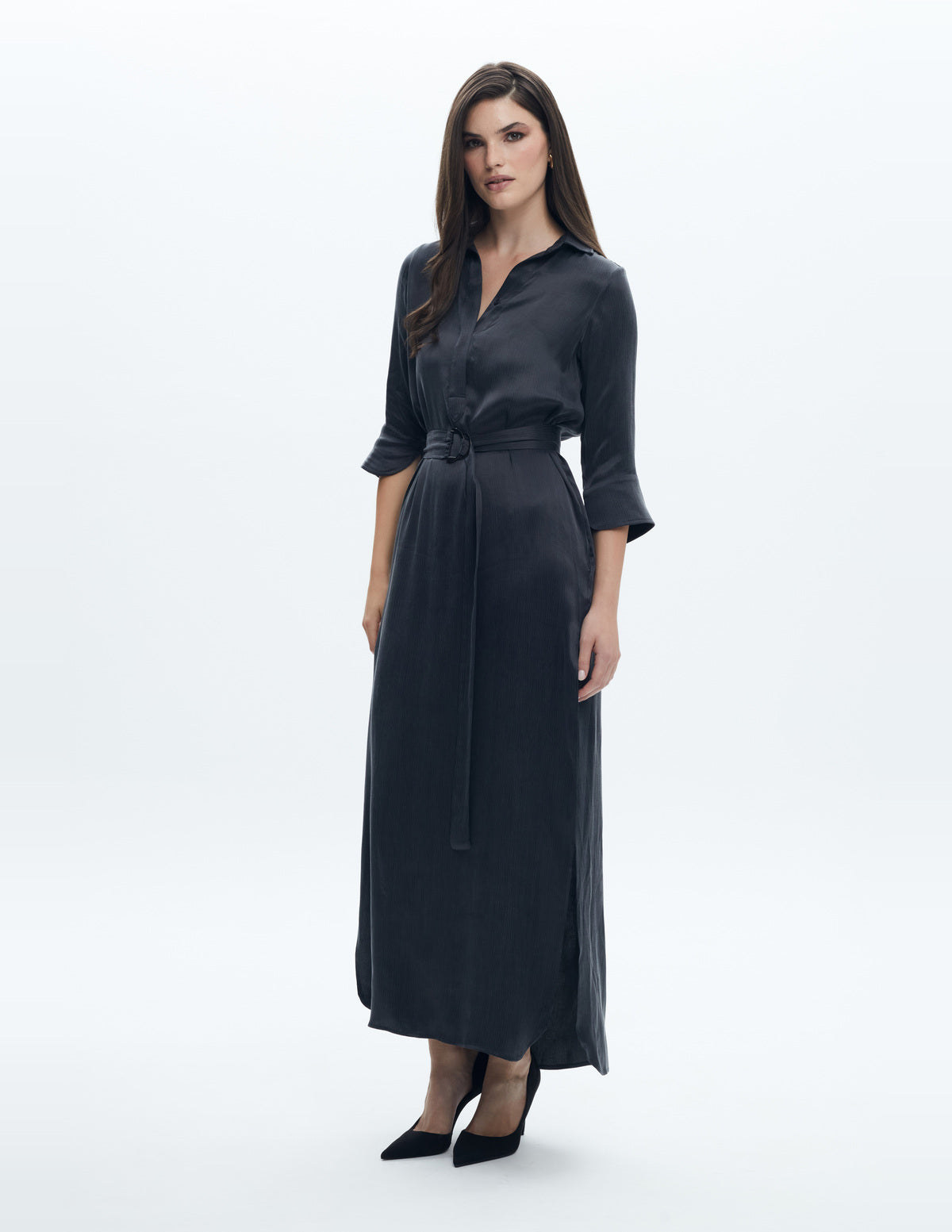 Camille Shirt Maxi Dress Dark Grey Cupro – LIUBA FW26, photo 63798