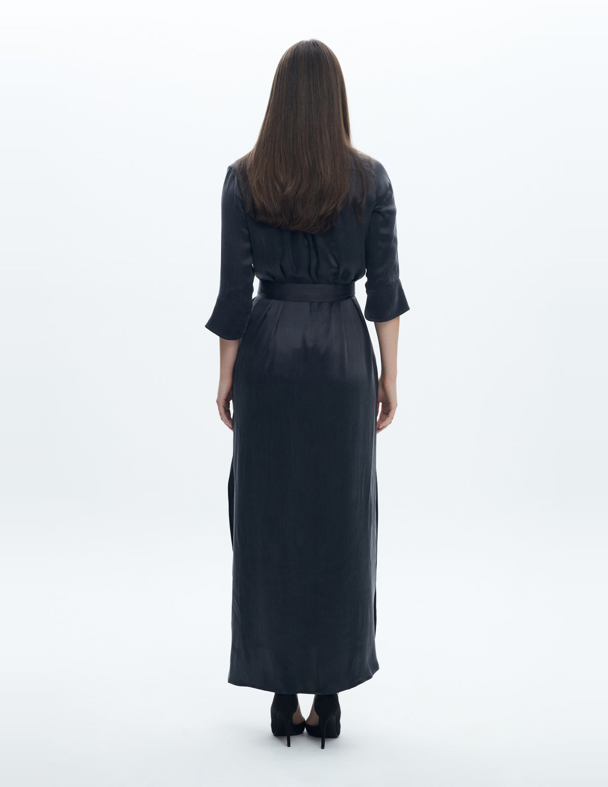 Camille Shirt Maxi Dress Dark Grey Cupro – LIUBA FW26, photo 63820