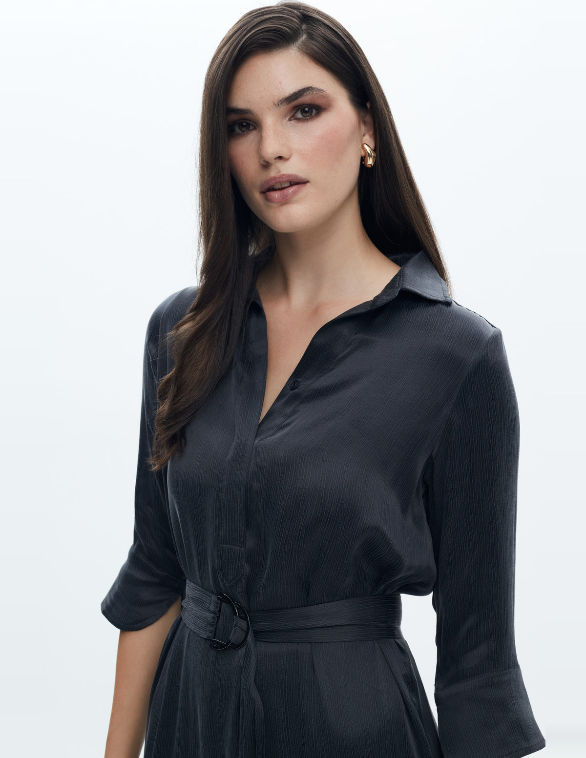 Camille Shirt Maxi Dress Dark Grey Cupro – LIUBA FW26, photo 63834