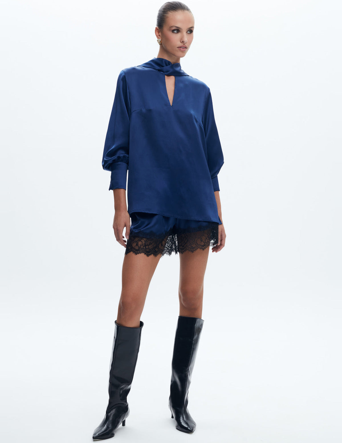 Sienna Silk Shirt Navy