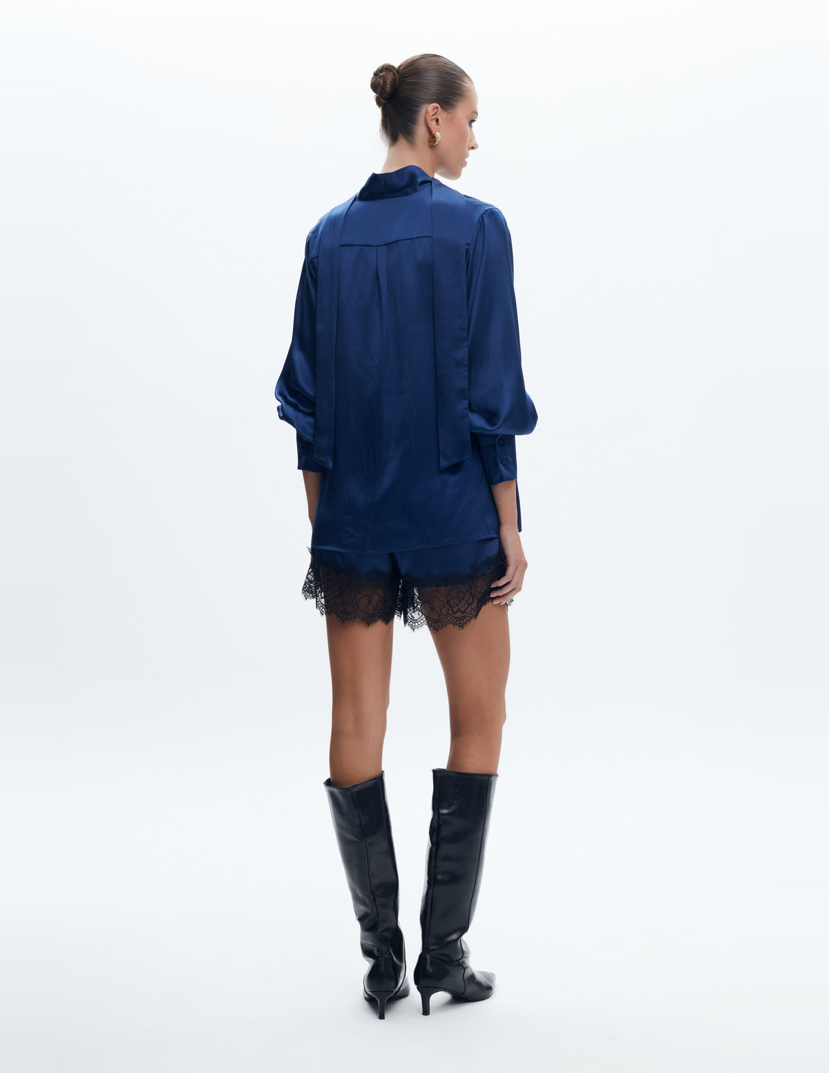 Siena Silk Shorts with Lace Navy – LIUBA FW26, photo 63868