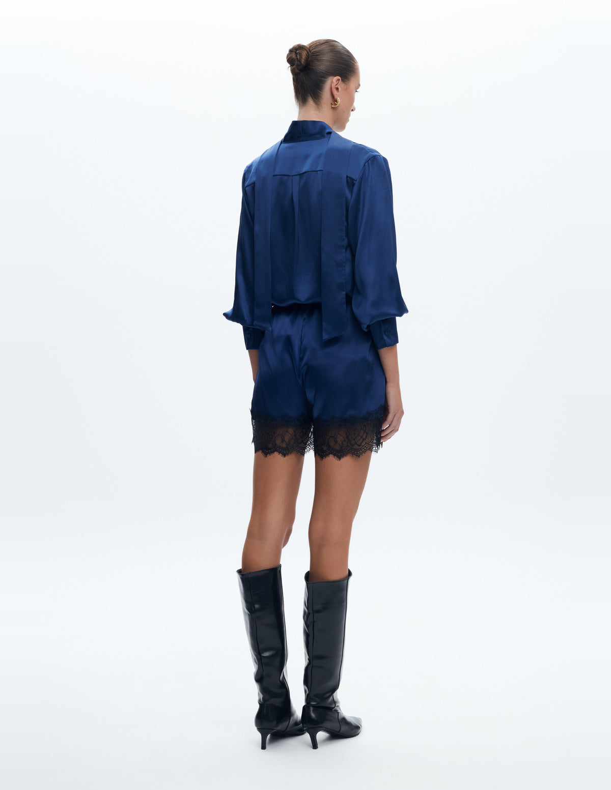 Siena Silk Shorts with Lace Navy – LIUBA FW26, photo 63915