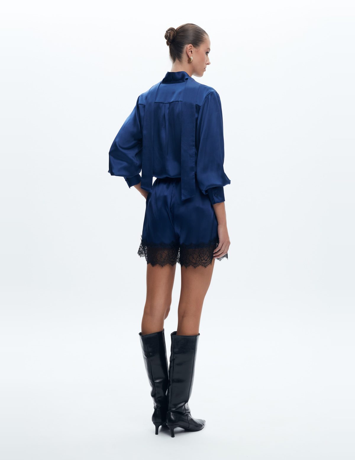 Siena Silk Shorts with Lace Navy – LIUBA FW26, photo 63917