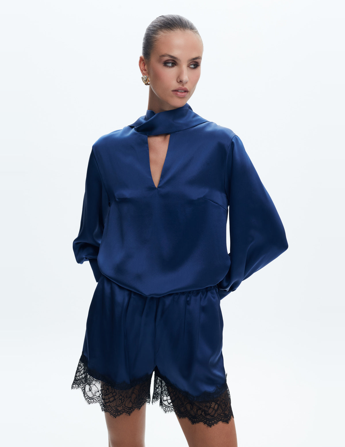 Siena Silk Shorts with Lace Navy – LIUBA FW26, photo 63928