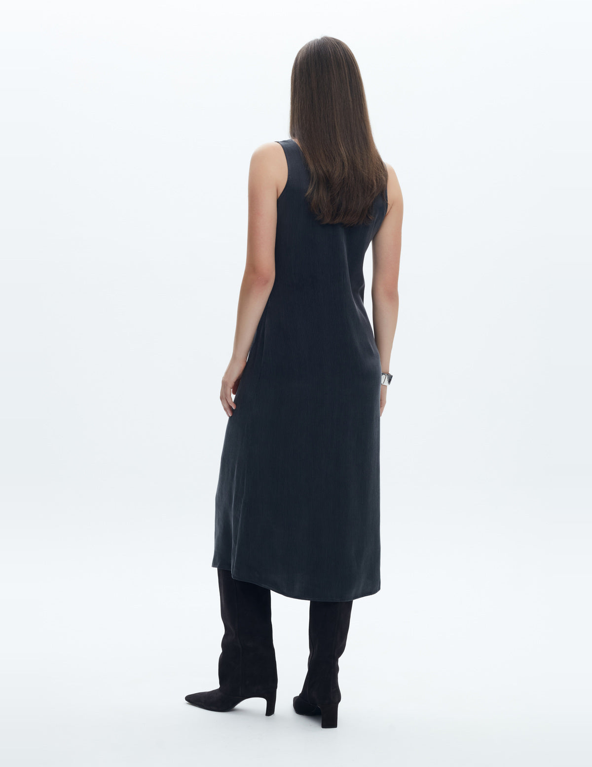 Moon Slip Dress Midi Dark Grey Cupro – LIUBA FW26, photo 64052