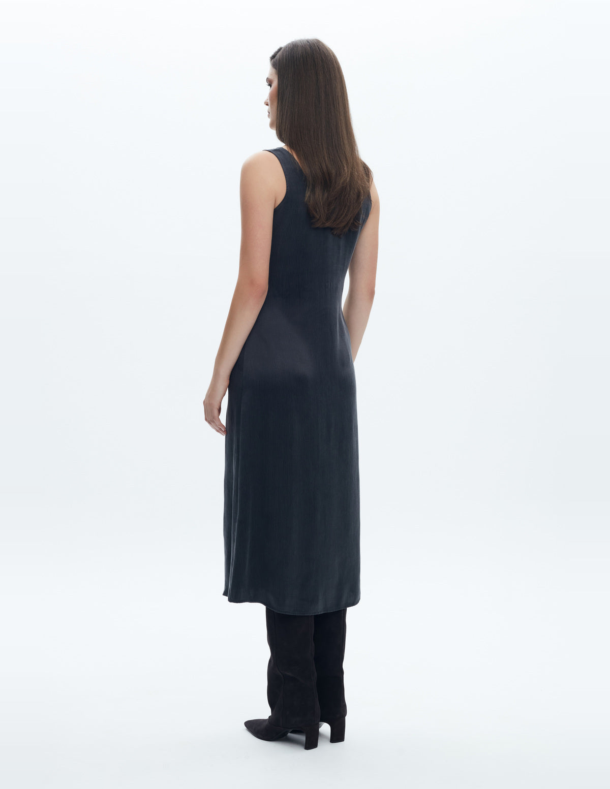 Moon Slip Dress Midi Dark Grey Cupro – LIUBA FW26, photo 64056