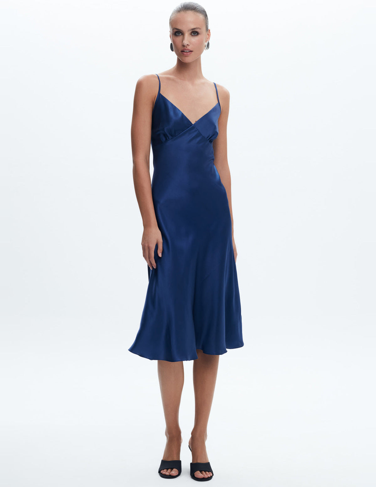 Sienna Silk Midi Dress Navy