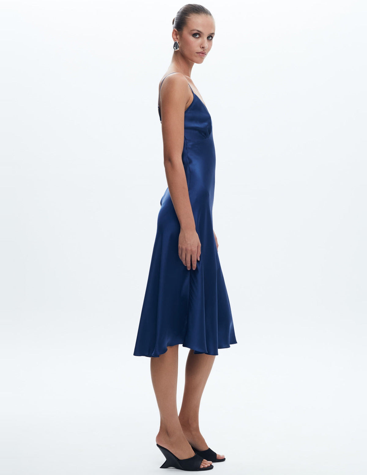 Sienna Silk Midi Dress Navy
