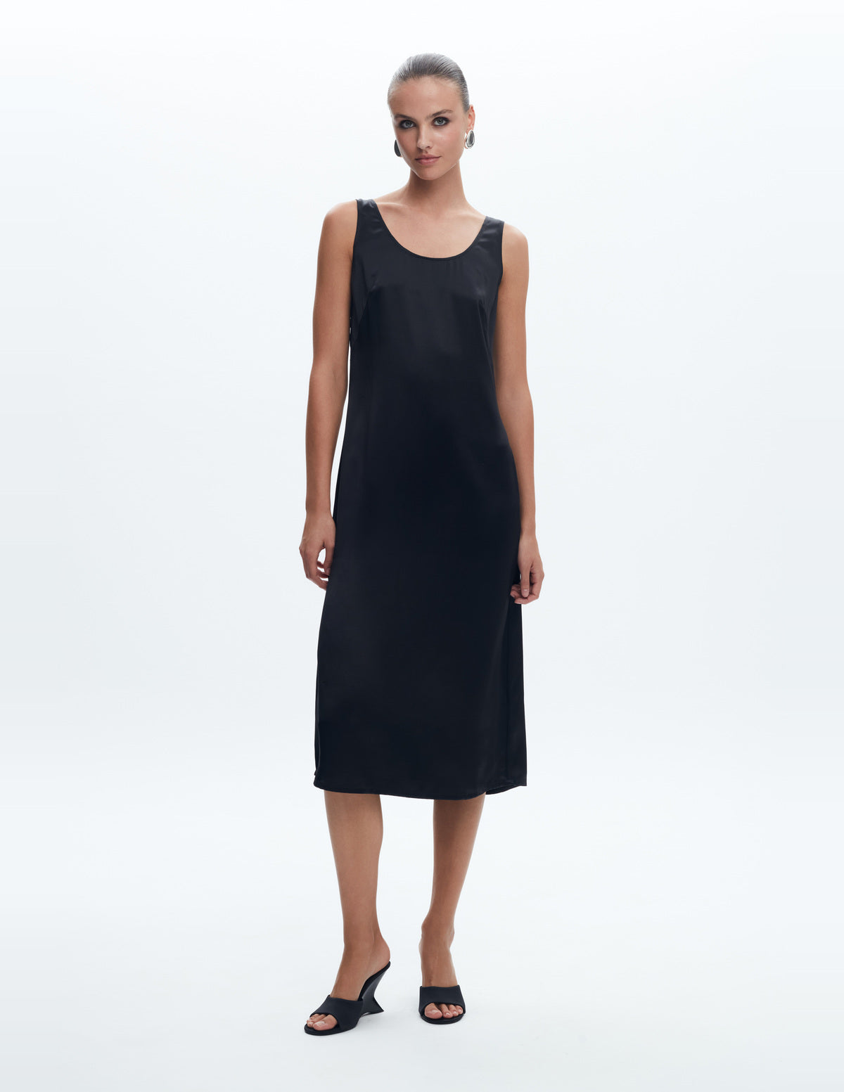 Moon Slip Dress Midi Black Silk – LIUBA FW26, photo 64414