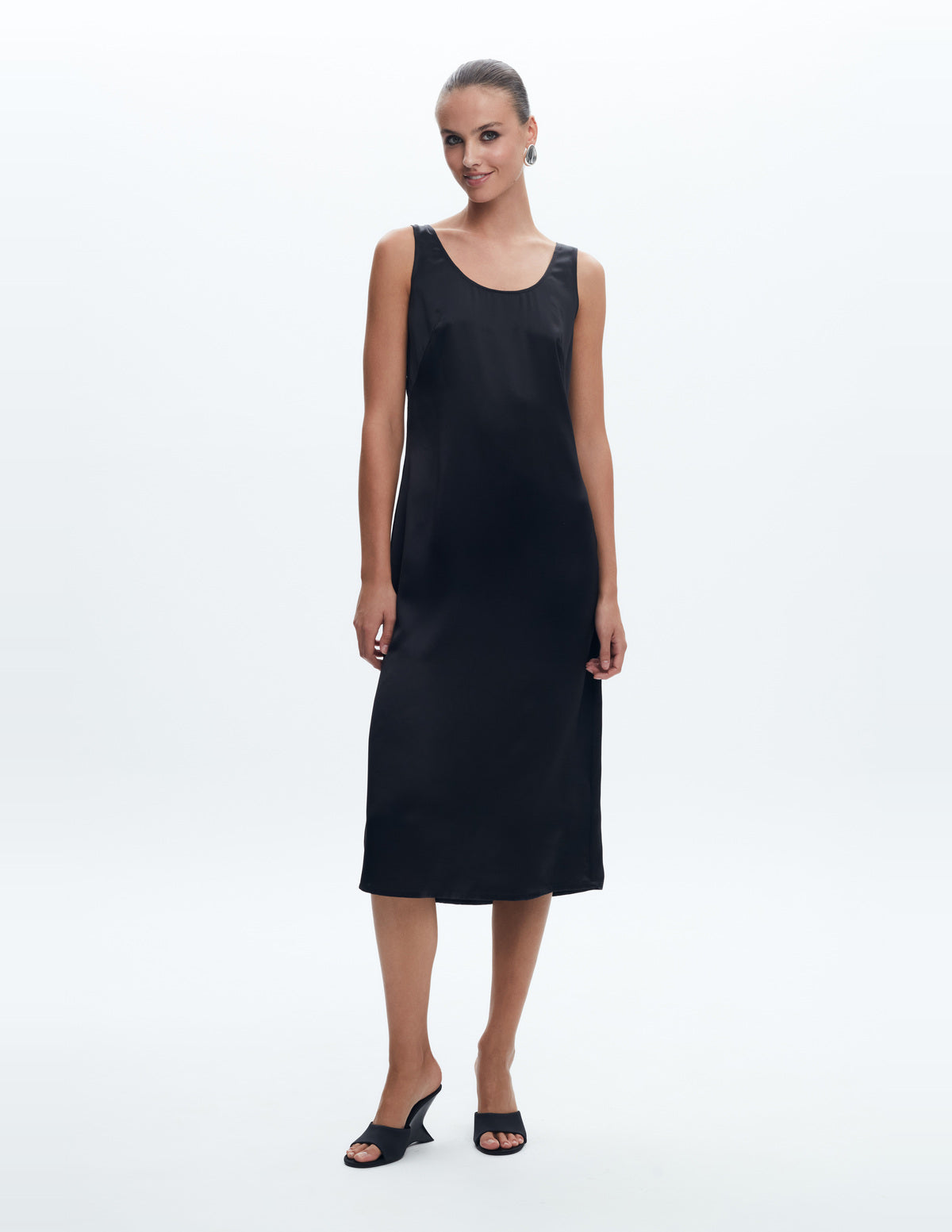 Moon Slip Dress Midi Black Silk – LIUBA FW26, photo 64415
