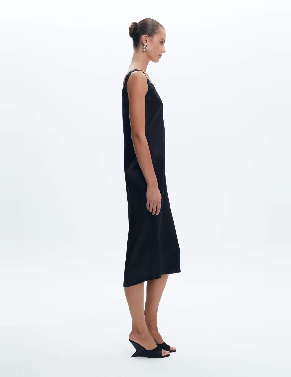 Moon Slip Dress Midi Black Silk – LIUBA FW26, photo 64420