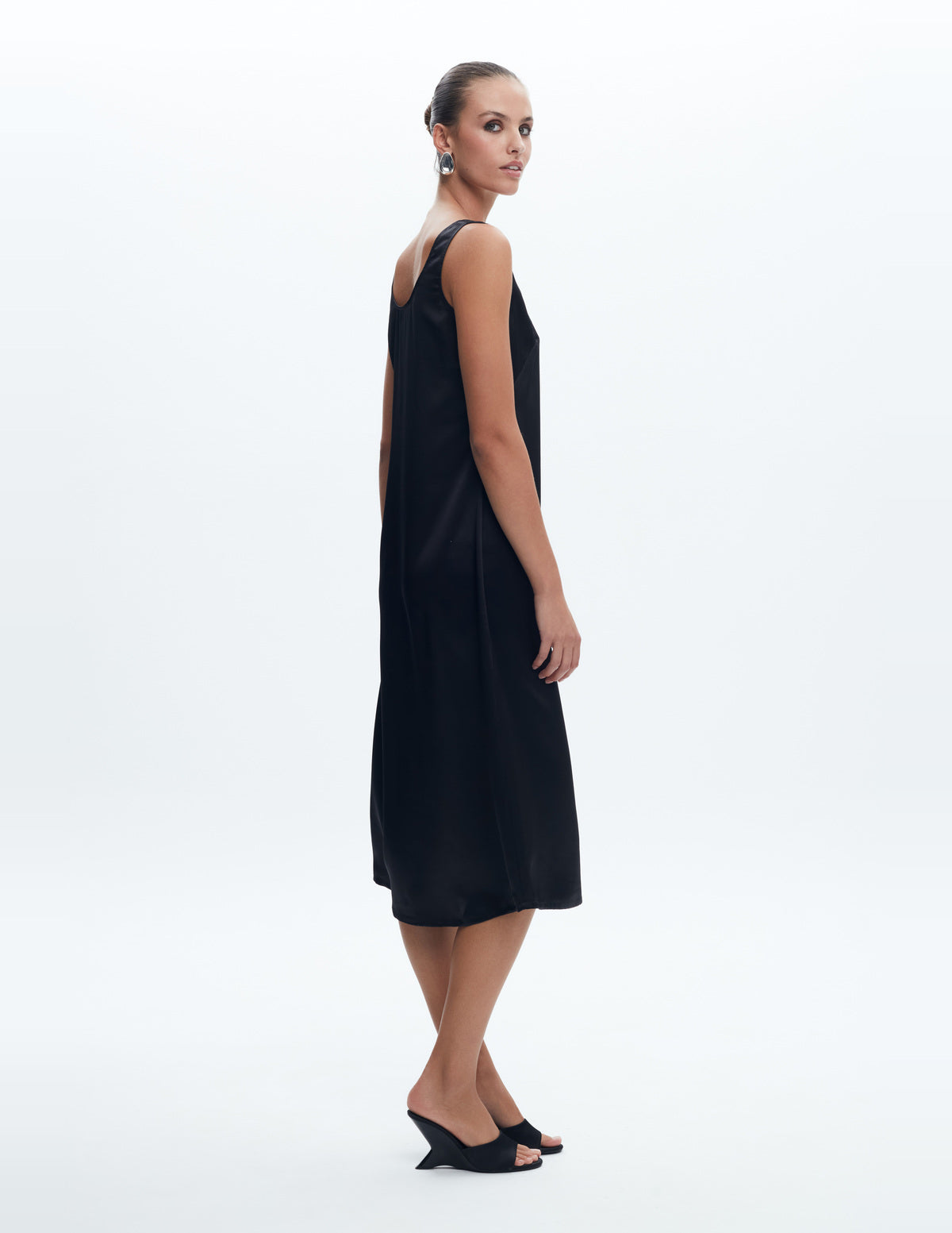 Moon Slip Dress Midi Black Silk – LIUBA FW26, photo 64422