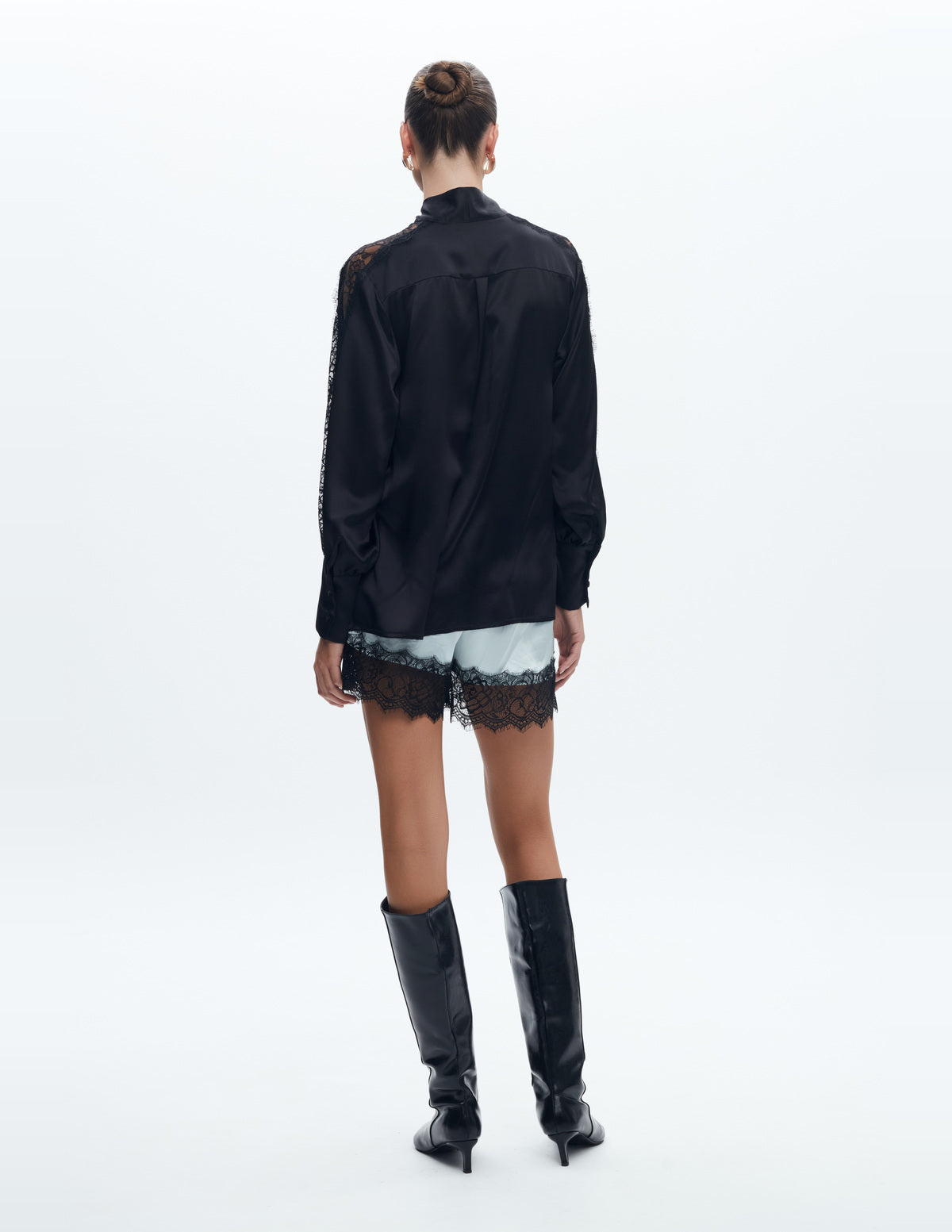 Siena Silk Shorts with Lace Light Blue – LIUBA FW26, photo 64725