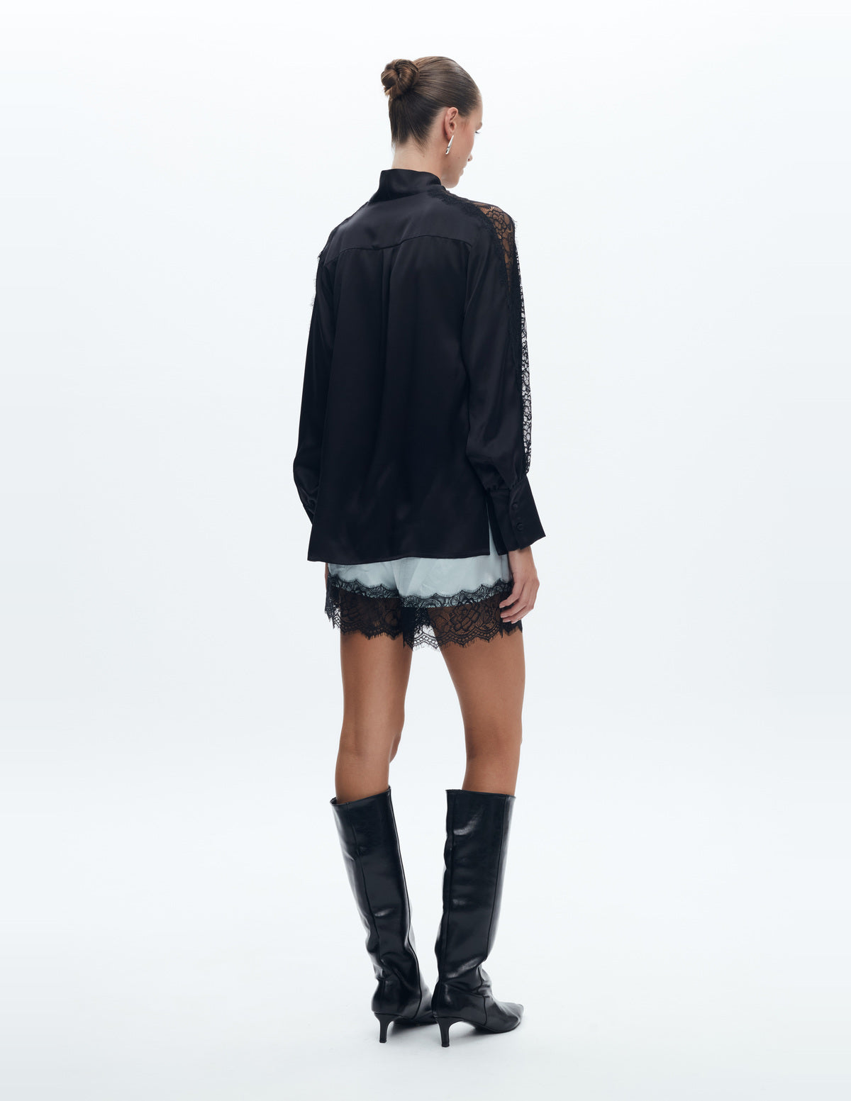 Sienna Silk Shirt with Lace Black – LIUBA FW26, photo 64728