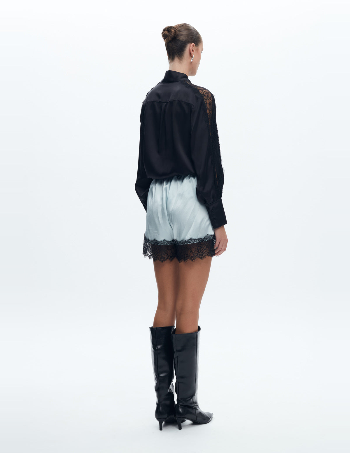 Siena Silk Shorts with Lace Light Blue – LIUBA FW26, photo 64763