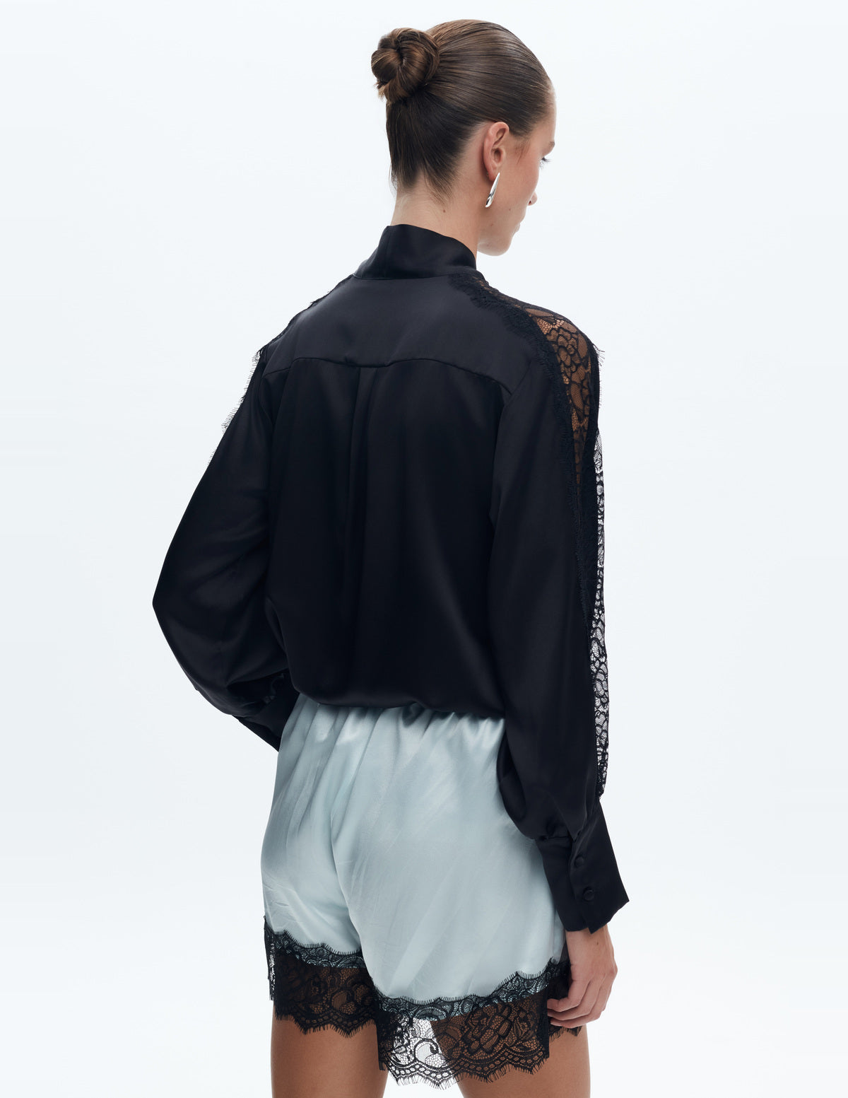 Siena Silk Shorts with Lace Light Blue – LIUBA FW26, photo 64770