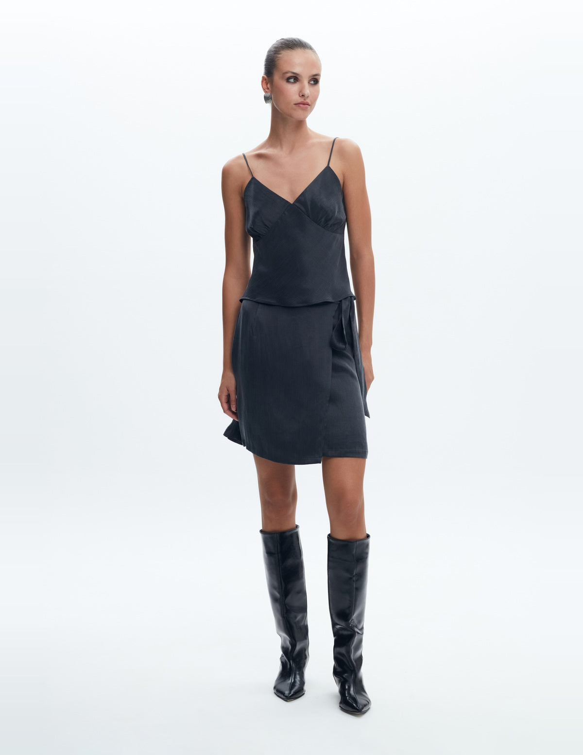 LIUBA FW26 – Moon Bralette Top Dark Grey Cupro