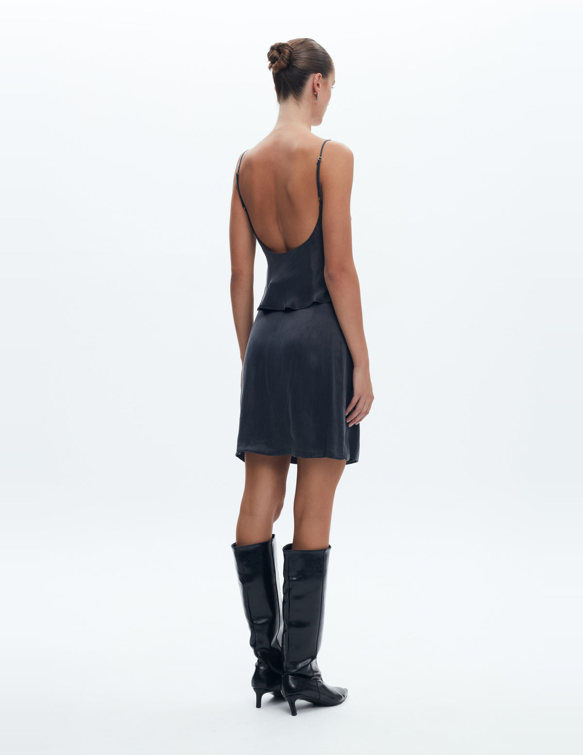 LIUBA FW26 – Moon Bralette Top Dark Grey Cupro