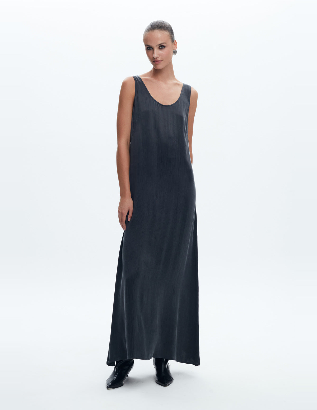 Moon Maxi Slip Dress Dark Grey Cupro – LIUBA FW26, photo 64992