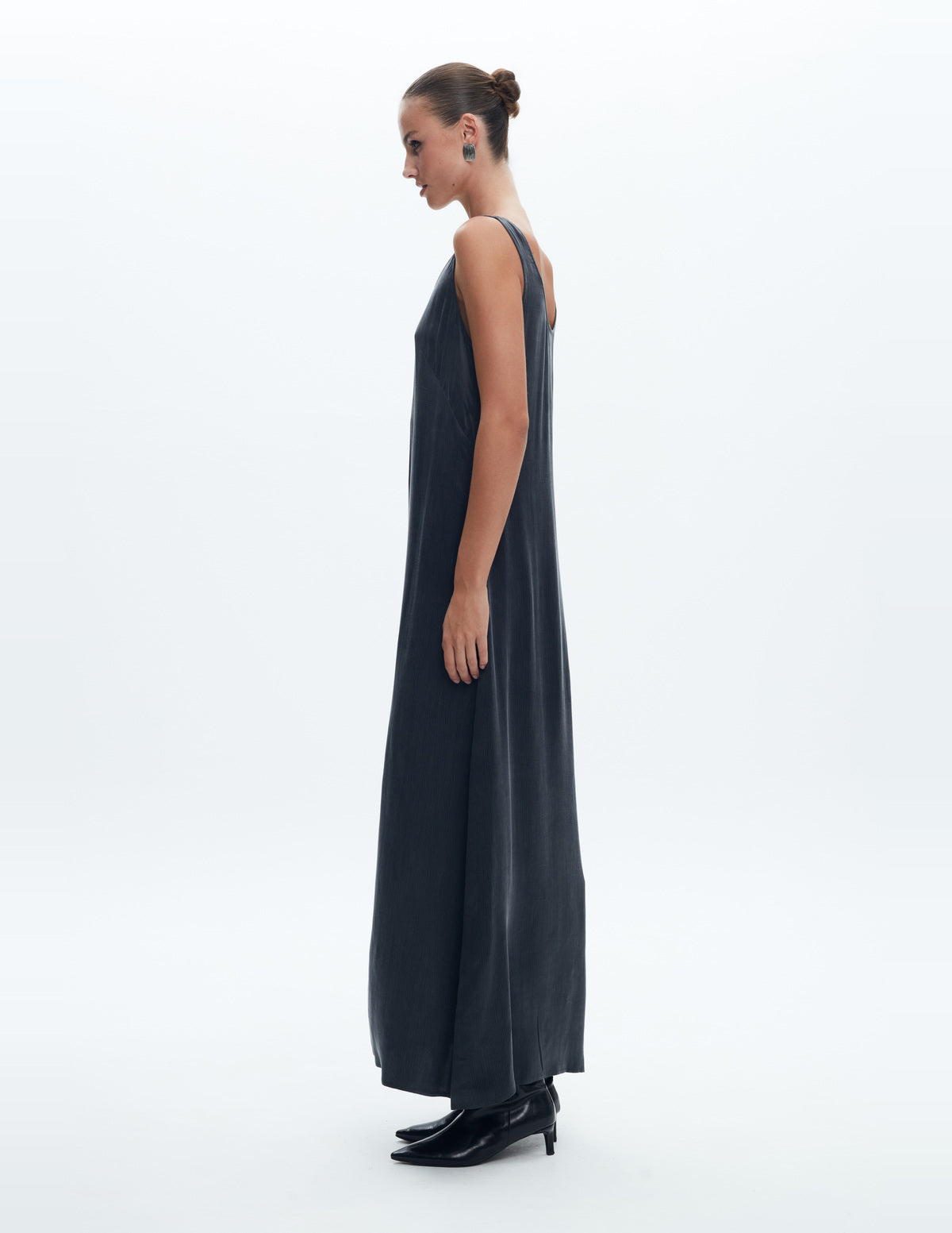 Moon Maxi Slip Dress Dark Grey Cupro – LIUBA FW26, photo 64999
