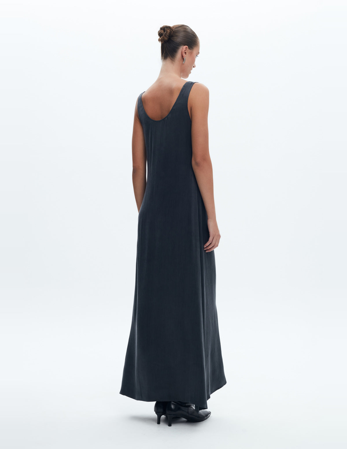 Moon Maxi Slip Dress Dark Grey Cupro – LIUBA FW26, photo 65013
