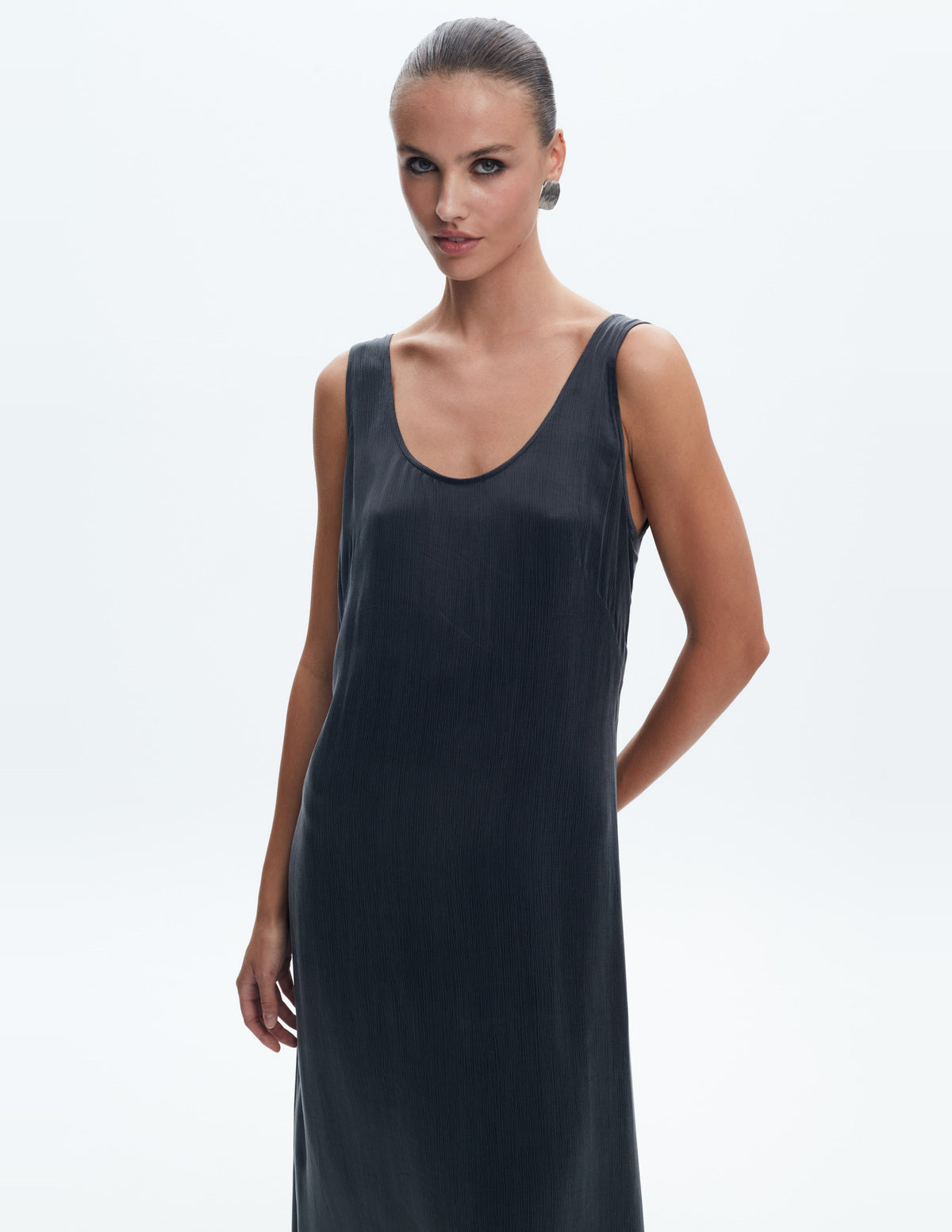 Moon Maxi Slip Dress Dark Grey Cupro – LIUBA FW26, photo 65021