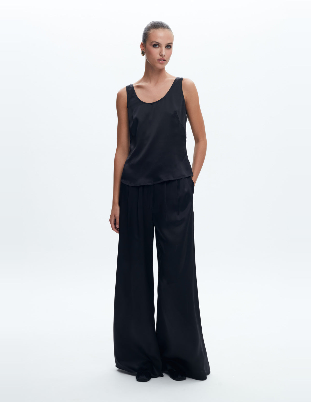 Moon Wide Leg Pants Black Silk – LIUBA FW26, photo 65078