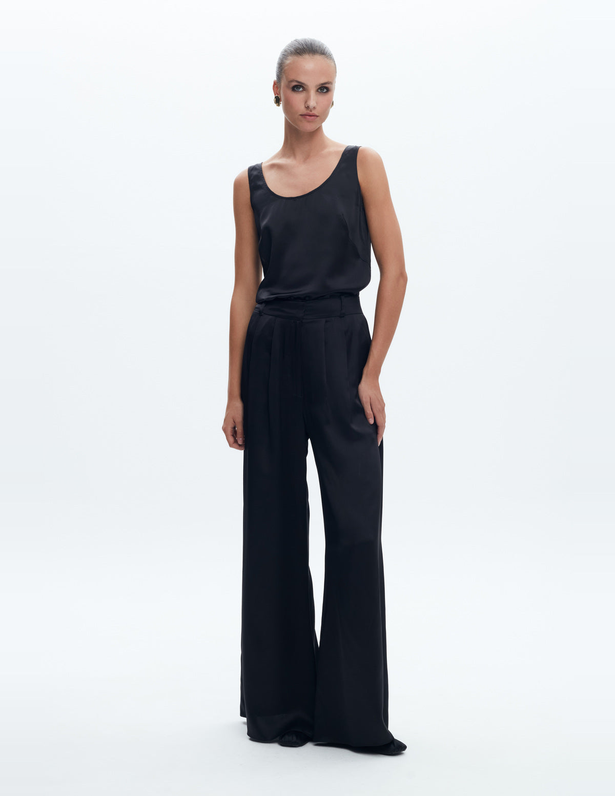 Moon Wide Leg Pants Black Silk – LIUBA FW26, photo 65148